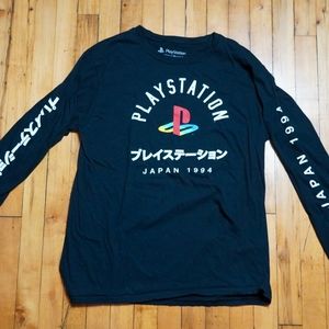 Playstation Promo Shirt Adult Size Large Japan 1994 Long Sleeve Black Gaming
